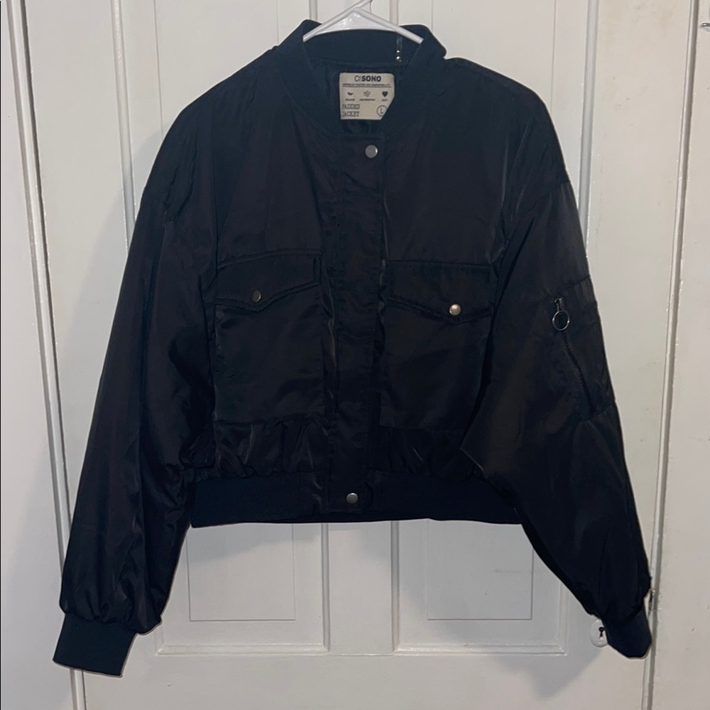 Ci Sono Black Bomber Jacket